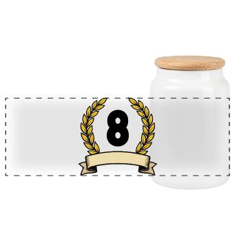 Couronne de laurier dorée numéro 8 - Boîte à biscuits avec couvercle en bois - blanc - Devant