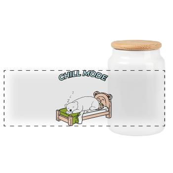 Just chill out – Sleeping Bear - Panoramic Cookie Jar with Wooden Lid - white - Front