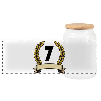 Golden laurel wreath number 7 - Panoramic Cookie Jar with Wooden Lid - white - Front