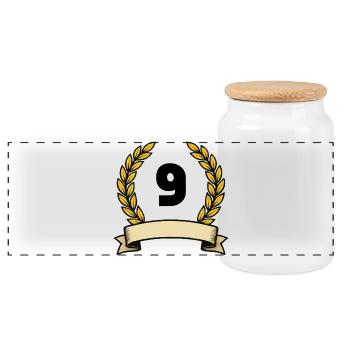 Couronne de laurier doré 9 - Boîte à biscuits avec couvercle en bois - blanc - Devant