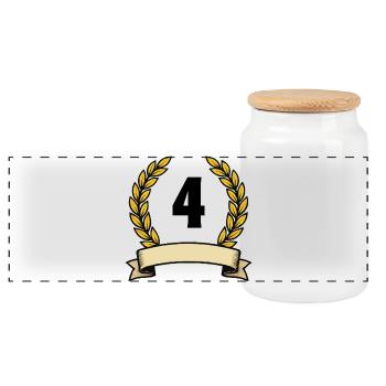 Couronne de laurier doré 4 - Boîte à biscuits avec couvercle en bois - blanc - Devant