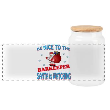 SANTA BARKEEPER - Panorama Keksdose mit Holzdeckel - Weiß - Vorne