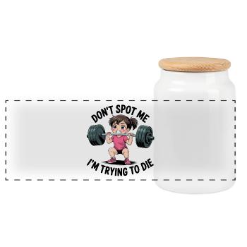 Don't spot me, I'm trying to die - Funny Gym Anime - Panorama Keksdose mit Holzdeckel - Weiß - Vorne