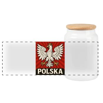 Pologne Polska aigle drapeau drapeau épique cadeau - Boîte à biscuits avec couvercle en bois - blanc - Devant