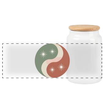 Yin Yang - Innere Balance - Panorama Keksdose mit Holzdeckel - Weiß - Vorne