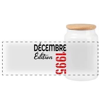 Birthday December 1995 - Panoramic Cookie Jar with Wooden Lid - white - Front
