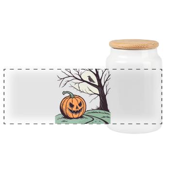 Citrouille Halloween - Boîte à biscuits avec couvercle en bois - blanc - Devant