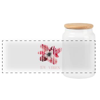 Vibes Tropiques 974 - Boîte à biscuits avec couvercle en bois - blanc - Devant