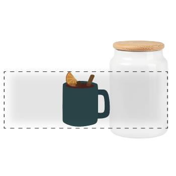 Illustration de tasse de vin chaud - Boîte à biscuits avec couvercle en bois - blanc - Devant
