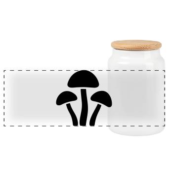 Mushrooms Icon - Panoramic Cookie Jar with Wooden Lid - white - Front