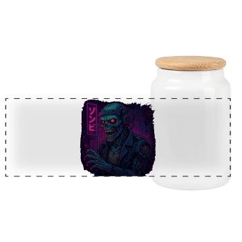 Cyberpunk Guerrier mort-vivant - Boîte à biscuits avec couvercle en bois - blanc - Devant