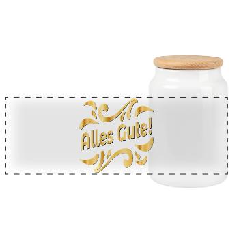 Wish you all the best - Panoramic Cookie Jar with Wooden Lid - white - Front
