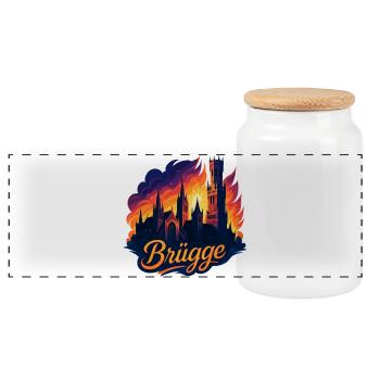 Ville de Bruges Belgique Cadeau au coucher du soleil - Boîte à biscuits avec couvercle en bois - blanc - Devant