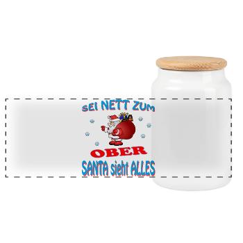 SANTA OBER - Boîte à biscuits avec couvercle en bois - blanc - Devant