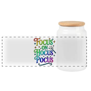 Always the focus on hocus pocus - Panoramic Cookie Jar with Wooden Lid - white - Front