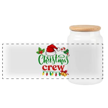 Weihnachts-Crew - Panorama Keksdose mit Holzdeckel - Weiß - Vorne