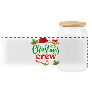 Weihnachts-Crew - Panorama Keksdose mit Holzdeckel - Weiß - Vorne