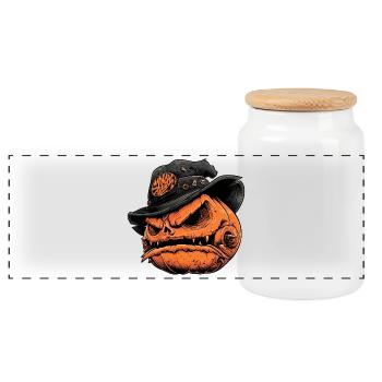 Citrouille Punk Hat Horreur - Boîte à biscuits avec couvercle en bois - blanc - Devant