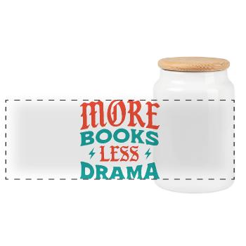 Plus de livres, moins de drame - Boîte à biscuits avec couvercle en bois - blanc - Devant