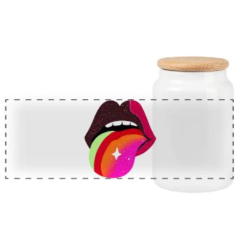 Langue prismatique Pop Lips - Boîte à biscuits avec couvercle en bois - blanc - Devant