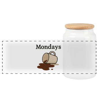Kaffee zum Montag – typischer Wochenstart - Panorama Keksdose mit Holzdeckel - Weiß - Vorne