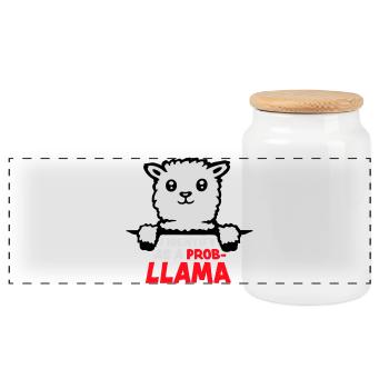 I Identify As A Probllama Cool Lama Problem Spruch - Panorama Keksdose mit Holzdeckel - Weiß - Vorne