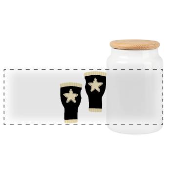 Star Fingerlose Handschuhe Design - Panorama Keksdose mit Holzdeckel - Weiß - Vorne