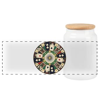 Jeu de cartes de casino Circle Design - Boîte à biscuits avec couvercle en bois - blanc - Devant