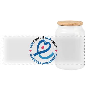 Your Fight Is Our Fight – Diabetes Awareness - Panoramic Cookie Jar with Wooden Lid - white - Front