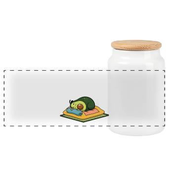 Schlavocado Avocat Sommeil Pyjama Cadeau Drôle - Boîte à biscuits avec couvercle en bois - blanc - Devant
