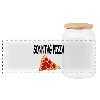 Pizza - Panoramic Cookie Jar with Wooden Lid - white - Front