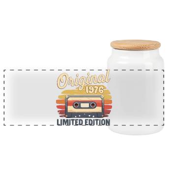 Cassette originale 1976 en édition limitée 50. - Boîte à biscuits avec couvercle en bois - blanc - Devant