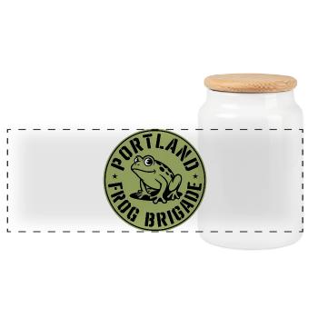 Portland Resistance Frog - USA Portland Protests - Panoramic Cookie Jar with Wooden Lid - white - Front