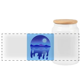 Night-time lake - Panoramic Cookie Jar with Wooden Lid - white - Front