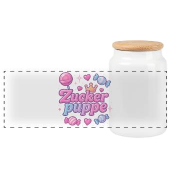 Poupée de sucre / Y2K Surnom Déclaration Design - Boîte à biscuits avec couvercle en bois - blanc - Devant