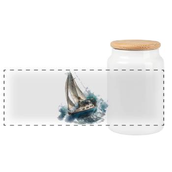 Voilier dans une tempête - Boîte à biscuits avec couvercle en bois - blanc - Devant