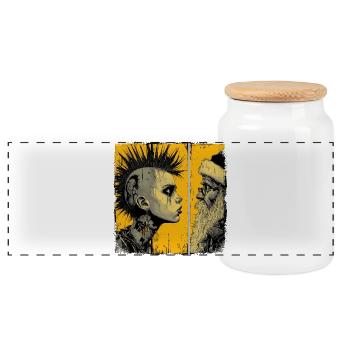 Punk meets Santa Claus - Panoramic Cookie Jar with Wooden Lid - white - Front