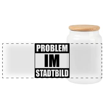 Problem in the cityscape - Panoramic Cookie Jar with Wooden Lid - white - Front