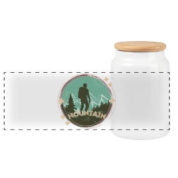 L’amour de la montagne – Thème des randonneurs et de la montagne - Boîte à biscuits avec couvercle en bois - blanc - Devant