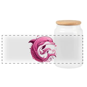 Dauphins - Boîte à biscuits avec couvercle en bois - blanc - Devant