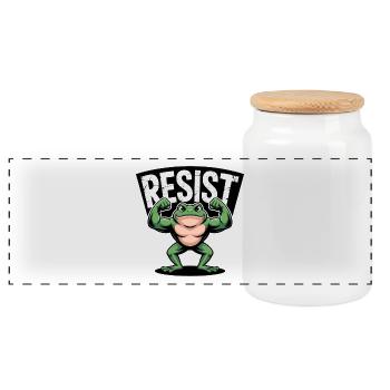 Portland Widerstand Frosch - USA Protest T-Shirt - Panorama Keksdose mit Holzdeckel - Weiß - Vorne