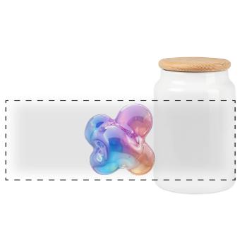 Glossy Pastel Abstract Bubble Design - Panoramic Cookie Jar with Wooden Lid - white - Front