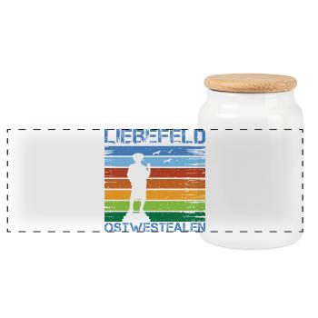 Liebefeld ❤ Leineweber - Panoramic Cookie Jar with Wooden Lid - white - Front