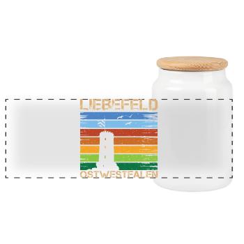 Liebefeld ❤ Sparrenburg - Panoramic Cookie Jar with Wooden Lid - white - Front