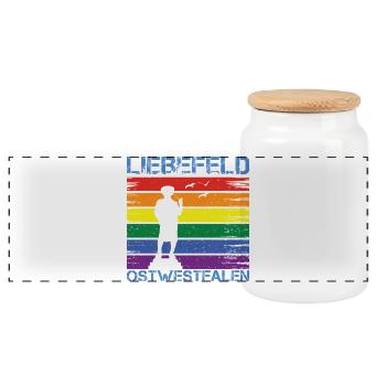 Liebefeld ❤ Leineweber PRIDE - Panoramic Cookie Jar with Wooden Lid - white - Front