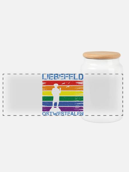 Liebefeld ❤ Leineweber PRIDE - Panorama Keksdose mit Holzdeckel - Weiß