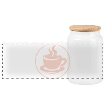 Coffee Mug Minimalist – Café Design - Panoramic Cookie Jar with Wooden Lid - white - Front