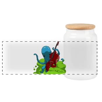 Octopus spielt Bass - Panorama Keksdose mit Holzdeckel - Weiß - Vorne