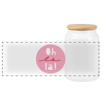 "Oh là là" - Panoramic Cookie Jar with Wooden Lid - white - Front