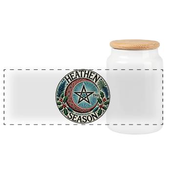 Heathen Season Circle Emblem - Panoramic Cookie Jar with Wooden Lid - white - Front